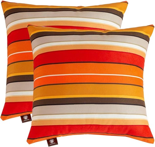 Orange striped pillow - orange,